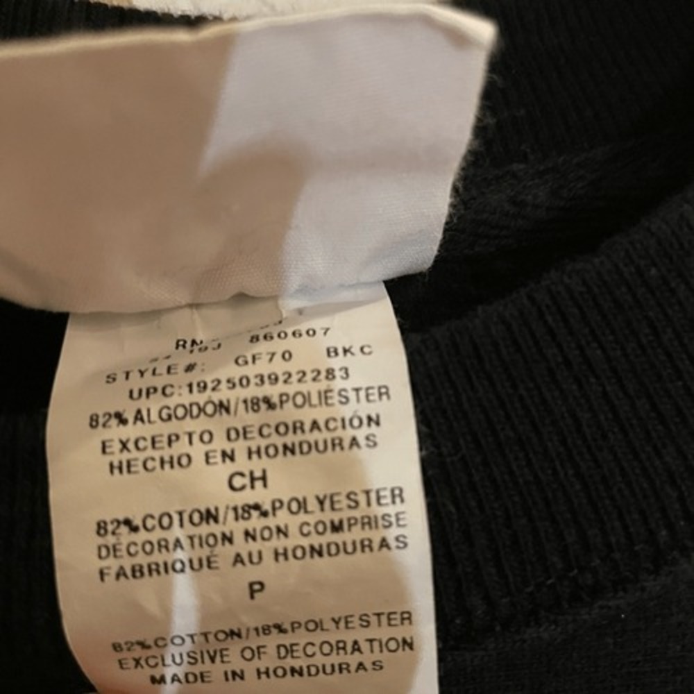 Champion Reverse Weave Black Chenille Script Logo Sweatshirt Small Sporty Casual - Picture 10 of 13